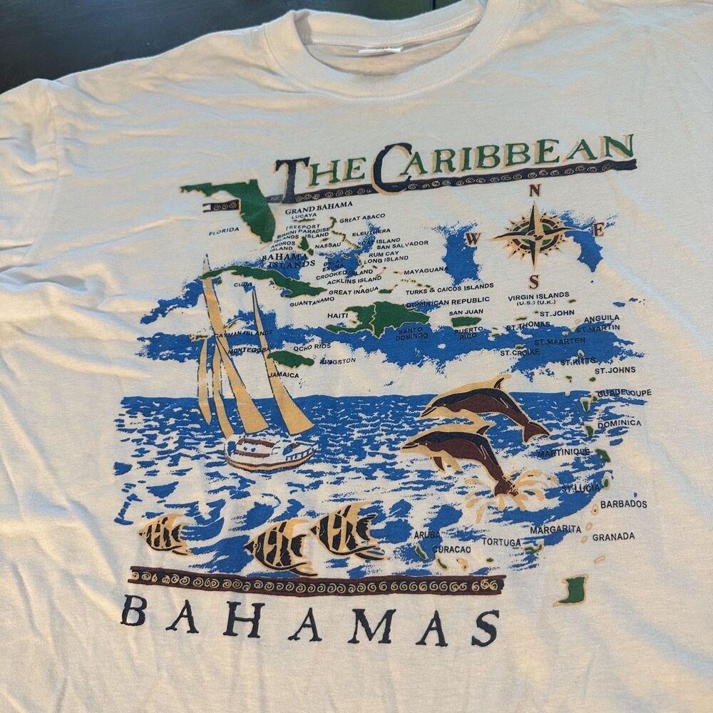 Vtg The Caribbean Bahamas Men's Short Sleeve T-Shirt White XXL Dorsett Tee's